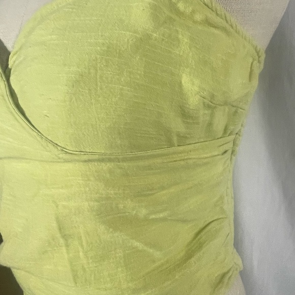 Free People Lime Green Sweet Heart Neckline Crop Top Tank Size Large - Picture 3 of 7